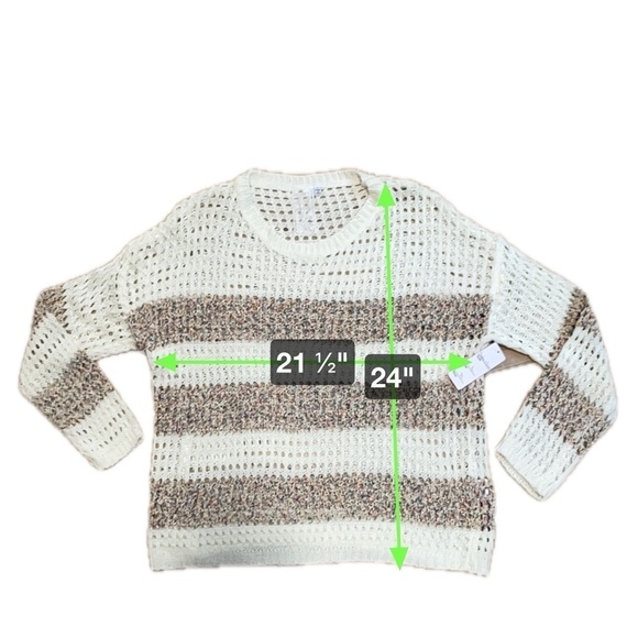 Sadie & Sage Cream and Rainbow Loose Knit Sweater Size Large NWT - Picture 9 of 9